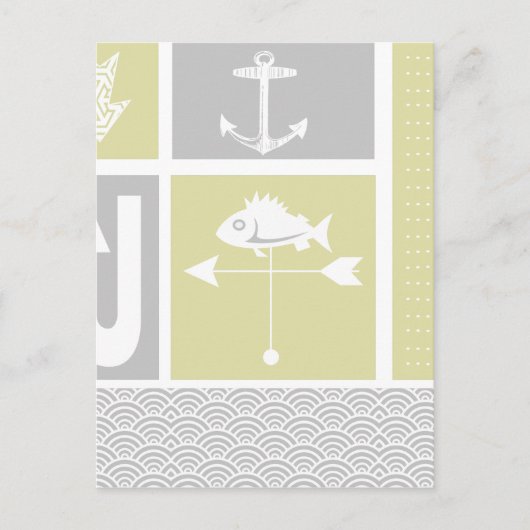 黄色航海のと灰色のいかり魚の天気表 ポストカード (正面)