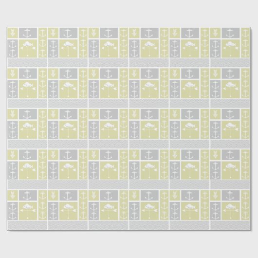 黄色航海のと灰色のいかり魚の天気表 ラッピングペーパー (フラット)