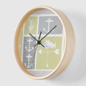 黄色航海のと灰色のいかり魚の天気表 壁時計 (傾斜)