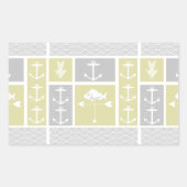 黄色航海のと灰色のいかり魚の天気表 長方形シール (正面)