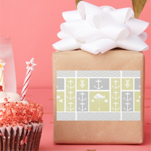 黄色航海のと灰色のいかり魚の天気表 長方形シール (パーティー)