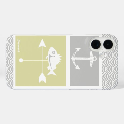 黄色航海のと灰色のいかり魚の天気表 Case-Mate iPhoneケース (裏面 (横))