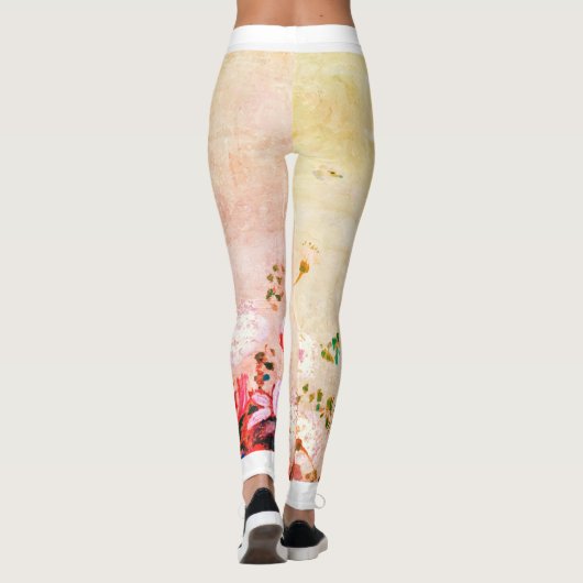 黄色色彩の鮮やかの手花印刷レギンス レギンス (裏面)