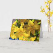 黄色色彩の鮮やかユリのグリーティングカード カード (黄色い花)