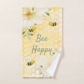 黄色花模様ハニカム バスタオルセット (ハンドタオル)