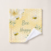 黄色花模様ハニカム バスタオルセット (ウォッシュタオル)