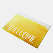 黄色芸術品を気取った水色テーマウェルカムマット ドアマット (アングル)