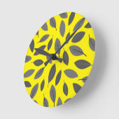 黄色葉上の ラウンド壁時計 (傾斜)