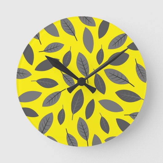 黄色葉上の ラウンド壁時計 (正面)