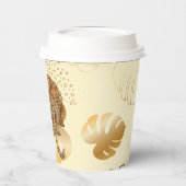 黄色葉金ゴールドヒョウ紙カップ。 紙コップ (左)