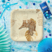 黄色葉金ゴールドヒョウ紙プレート ペーパープレート (パーティー)