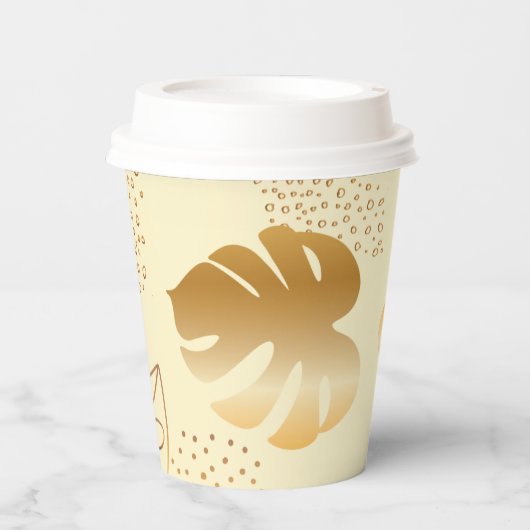 黄色葉金ゴールド紙カップ 紙コップ (正面)