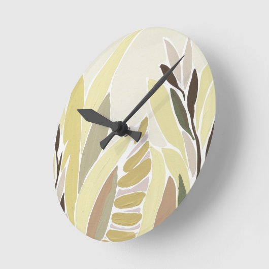 黄色葉 ラウンド壁時計 (傾斜)