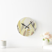 黄色葉 ラウンド壁時計 (ホーム)