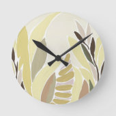黄色葉 ラウンド壁時計 (正面)
