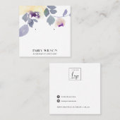 黄色薄紫バラフローラスタッドイヤリングディスプレイ スクエア名刺 (正面/裏面)