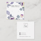 黄色薄紫バラフローラスタッドイヤリングディスプレイ スクエア名刺 (正面/裏面)