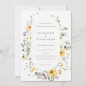 黄色薄紫山花枠願書換招待状 サンキューカード (正面)