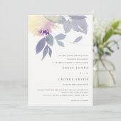 黄色薄紫水色フローラ結婚式の招待 サンキューカード (スタンド正面)