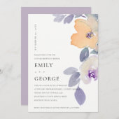 黄色薄紫紫バラフローラ対シャワーカード サンキューカード (正面/裏面)