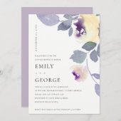 黄色薄紫紫バラフローラ対シャワーカード サンキューカード (正面/裏面)