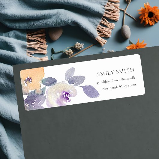 黄色薄紫紫バラ水色フローラアドレス ラベル