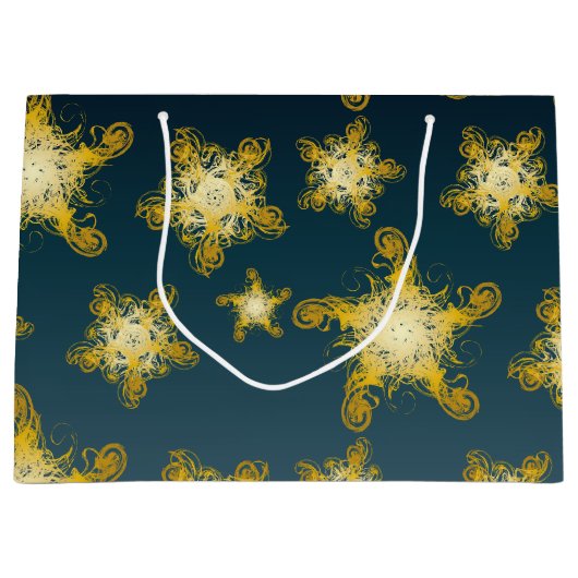 黄色装飾星模様 ラージペーパーバッグ (正面)