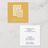 黄色計モダン算アイコン会計税 スクエア名刺 (正面/裏面)