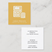 黄色計算コモダンインアイコン会計税 スクエア名刺 (正面/裏面)