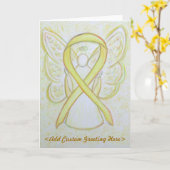 黄色認識度リボンエンジェルカスタムグリーティングカード カード (黄色い花)