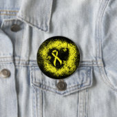 黄色認識度リボングランジハート 缶バッジ (インサイチュ)