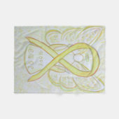 黄色認識度リボン天使の骨がん毛布 フリースブランケット (正面(横))