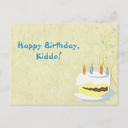 黄色誕生日はがき ポストカード (正面)