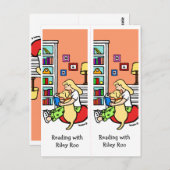 黄色読いラブラドールしおりRooの女の子 ポストカード (正面/裏面)