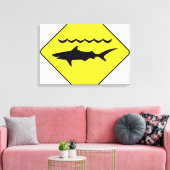 黄色警告いザメの看板 キャンバスプリント (インサイチュ (リビング))