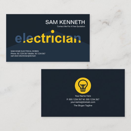 黄色輝く電灯看板 名刺 (正面/裏面)