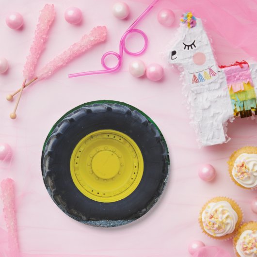 黄色農用トラクタホイール ペーパープレート (パーティー)