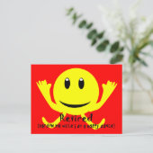 黄色退職したいハッピーダンス ポストカード (スタンド正面)