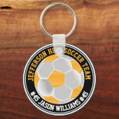黄色金ゴールドとホワイトサッカー⚽キーチェーン キーホルダー (正面)