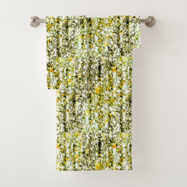 黄色金ゴールドと黒チーズプリントタオルセット バスタオルセット