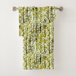 黄色金ゴールドと黒チーズプリントタオルセット バスタオルセット