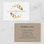 黄色金ゴールドの葉のリース結婚の願い井戸 エンクロージャーカード (正面/裏面)