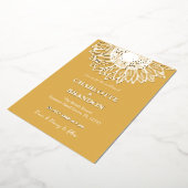 黄色金ゴールドひまわり結婚の 箔招待状 (回転した状態)