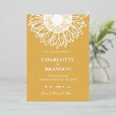 黄色金ゴールドひまわり結婚の 箔招待状 (立ち正面)
