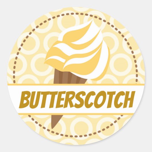 黄色金ゴールドアイスクリームサークルラベル ラウンドシール (正面)