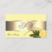 黄色金ゴールドデコールかわいいバラ花とモノグラム 名刺 (正面)