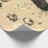 黄色金ゴールドトーンヴィンテージフローラトイル織物第5番 ラッピングペーパー (角)