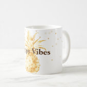 黄色金ゴールドパイナップル コーヒーマグカップ (正面右)