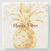 黄色金ゴールドパイナップル ストーンコースター (正面)