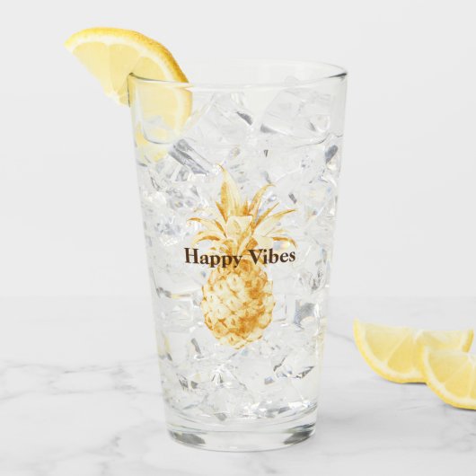 黄色金ゴールドパイナップル タンブラーグラス (アイス正面)